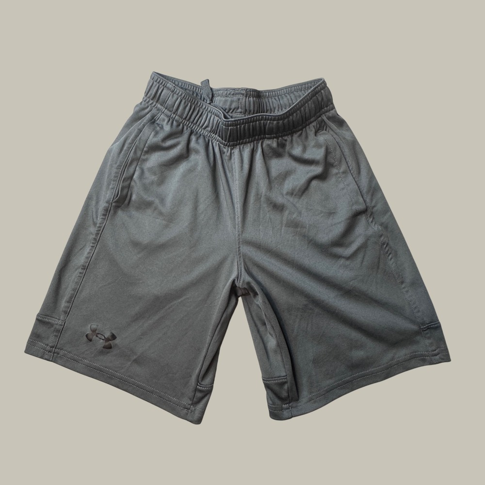 Under Armour Shorts Boys YSM‎ Gray Athletic Basketball Loose Fit Pockets Active